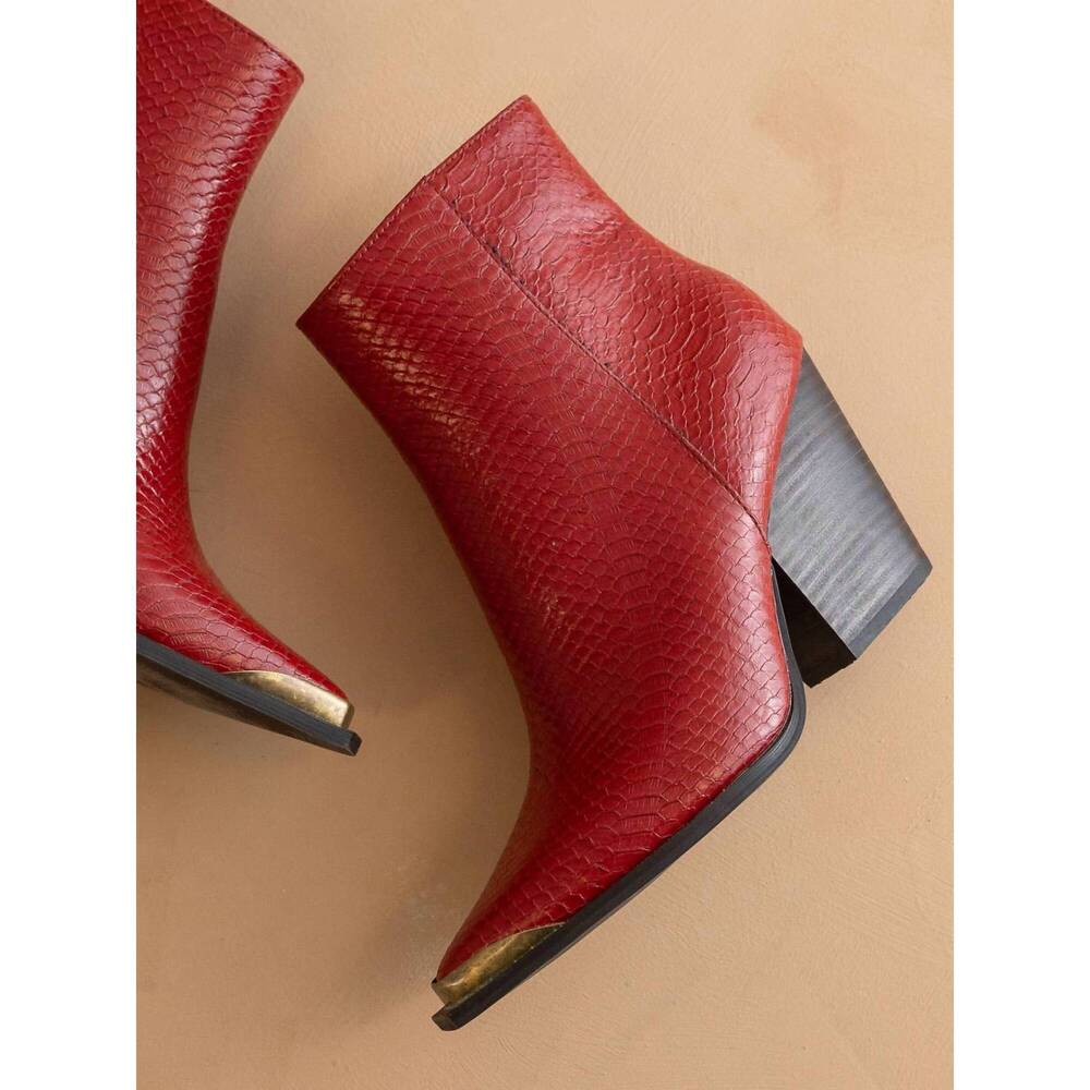 NEW OASIS SOCIETY women's frankie pointed toe cap boot in red - Picture 5 of 6